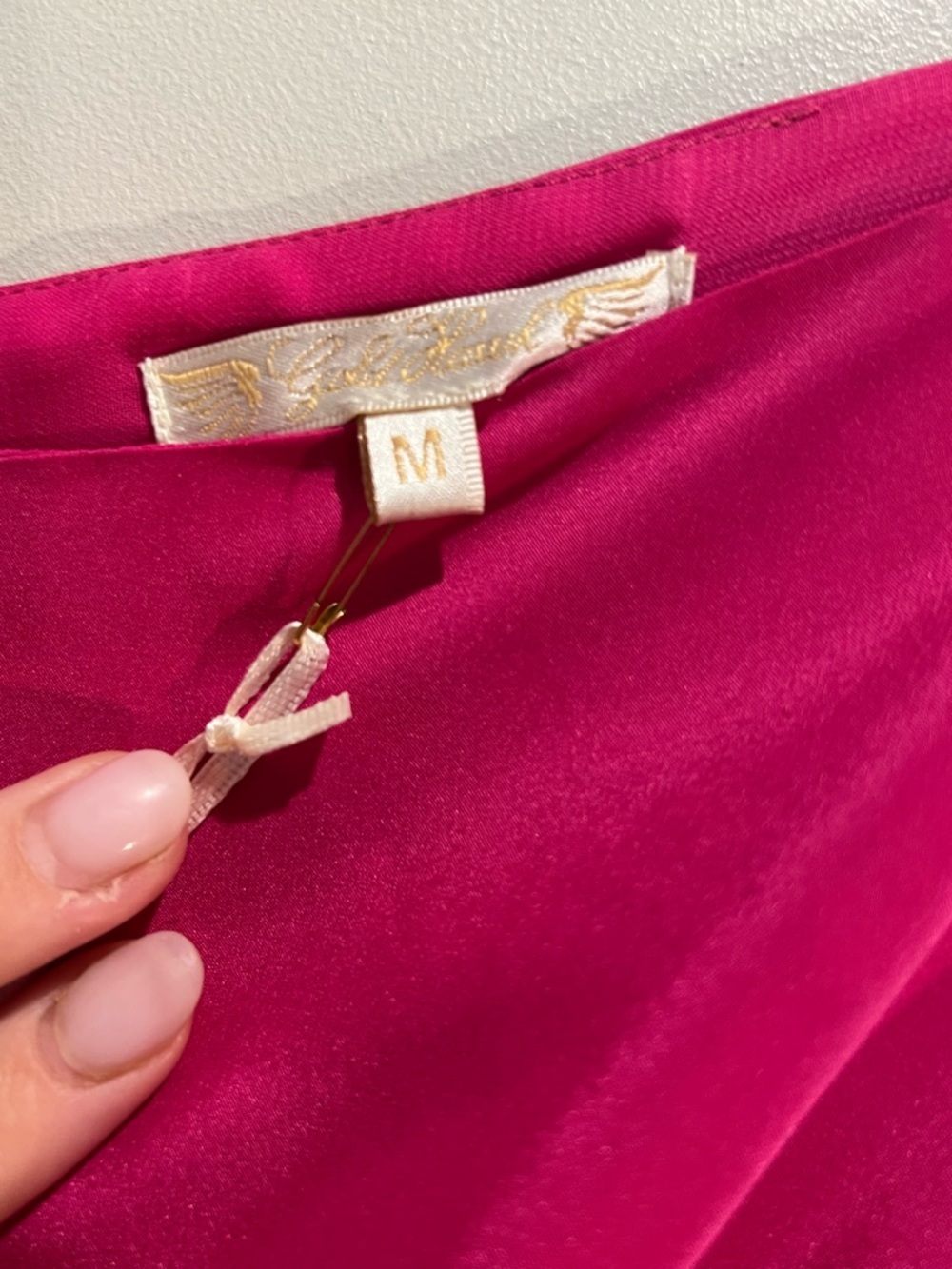 Gold Hawk Pink Silk Slip Dress Lined Bias Cut Size M NWT - Picture 6 of 8